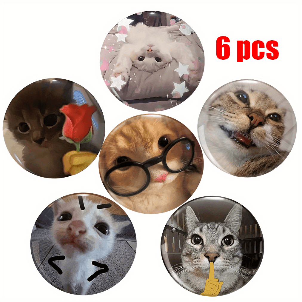 Seis Adorables y Divertidas Pin's de Gato (PLANO 2D) Perfectas para Coleccion...