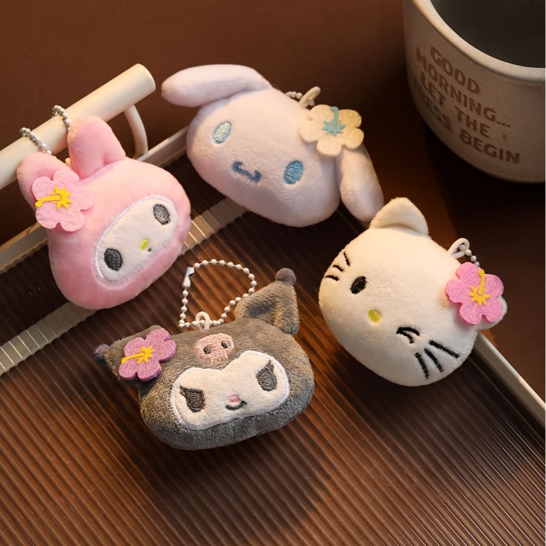 Dijes de peluche de Sanrio My Melody y Kuromi, accesorio de llavero de Cinnam...