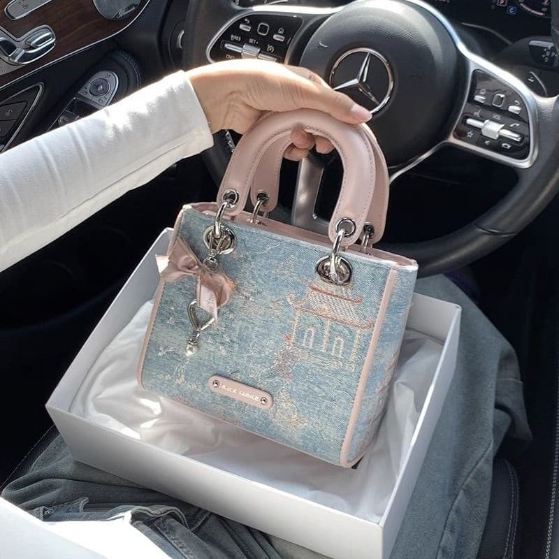 Bolso de Inspiración Chino de Alto Valor con Bloques de Color para Mujer