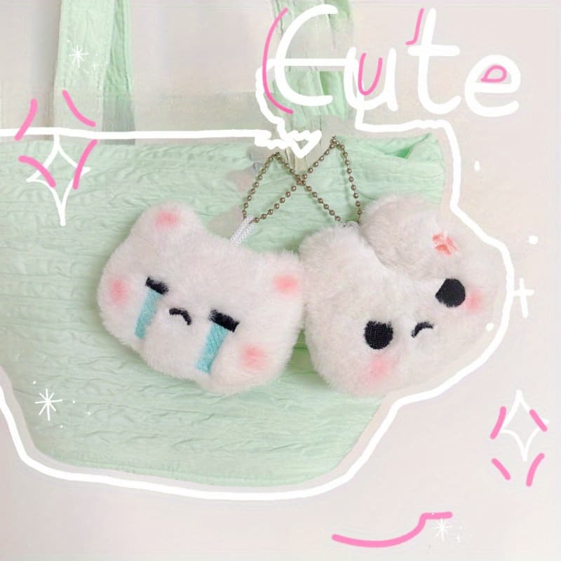 Colgante de conejito adorable con corazón, llavero de peluche que chirría, co...