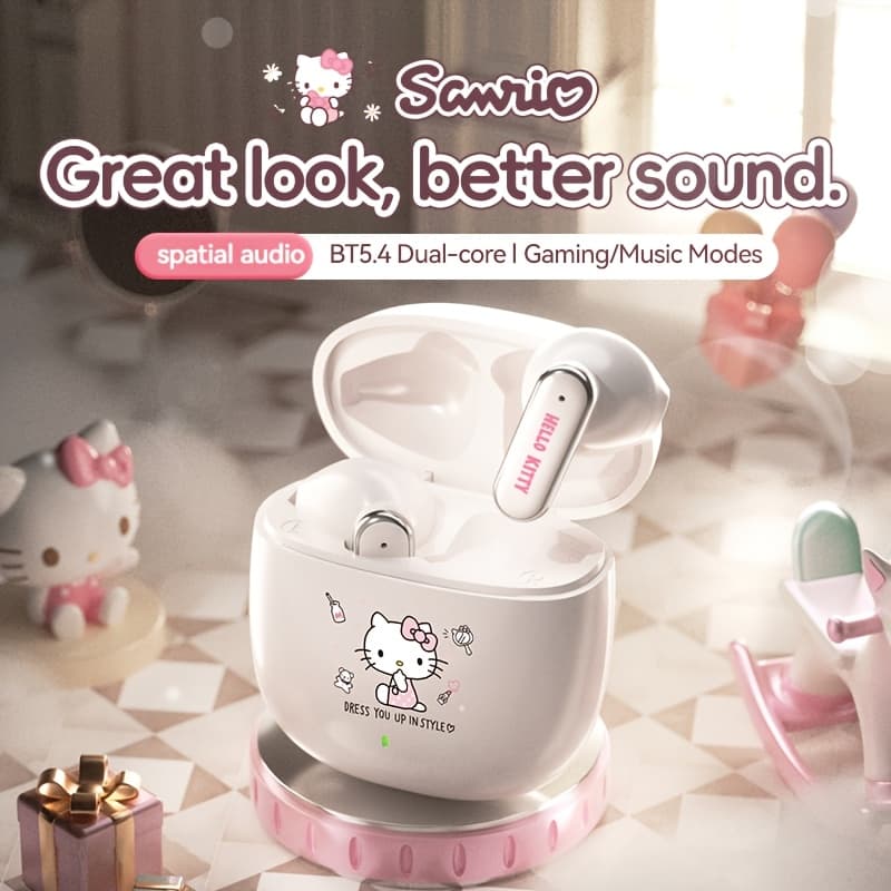 Sanrio Q3 Auriculares Inalámbricos Bluetooth con Control Táctil, Llamadas de...