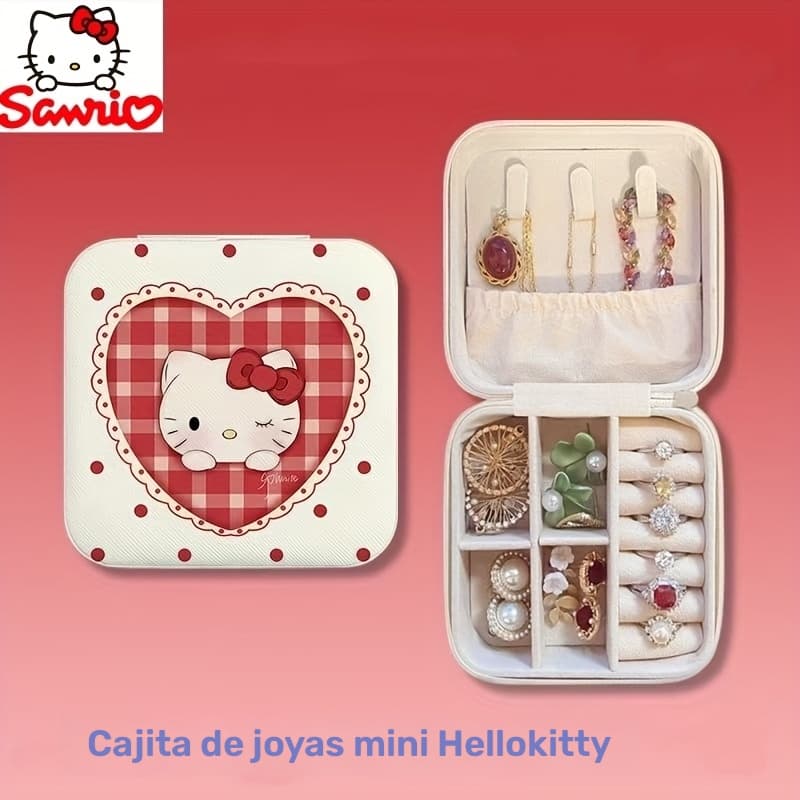 Mini Caja de Joyería Original Hello Kitty, Diseño Adorable y Duradero con Div...