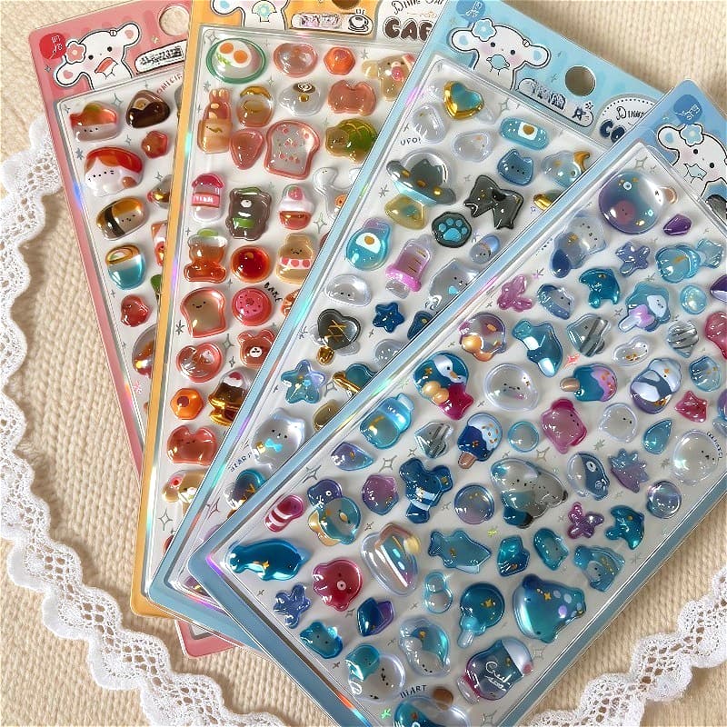 1 ud. de pegatinas súper adorables y esponjosas, adorables pegatinas 3D de re...