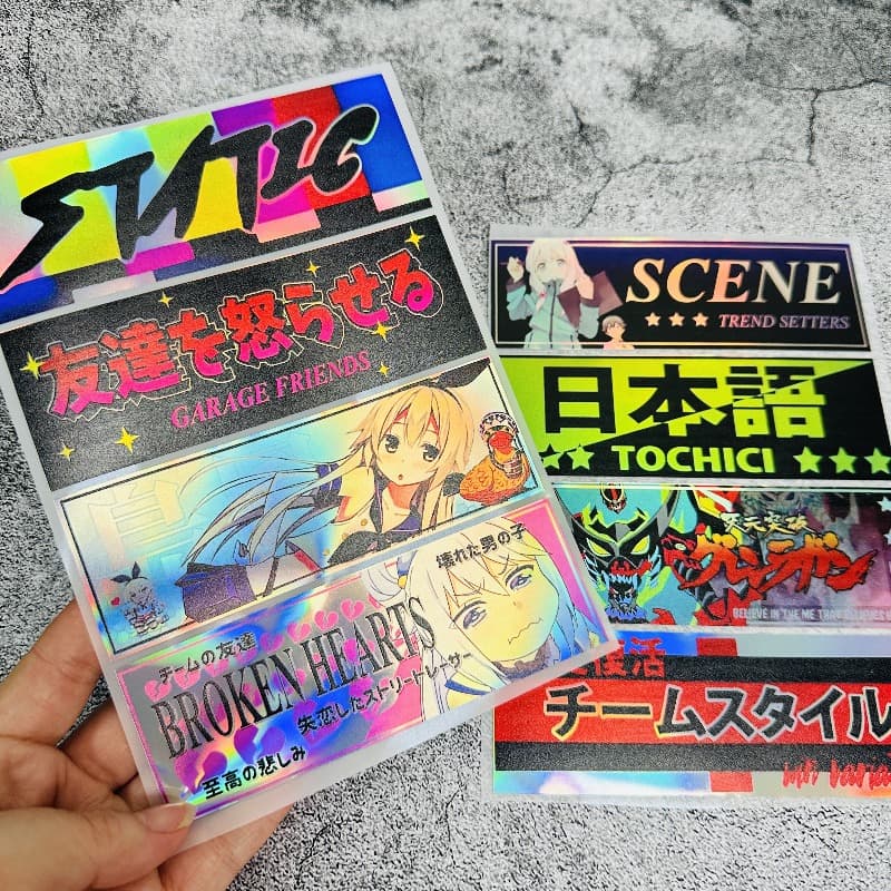 Set de ocho piezas de pegatinas reflectantes de modificación JDM | Hechas de...