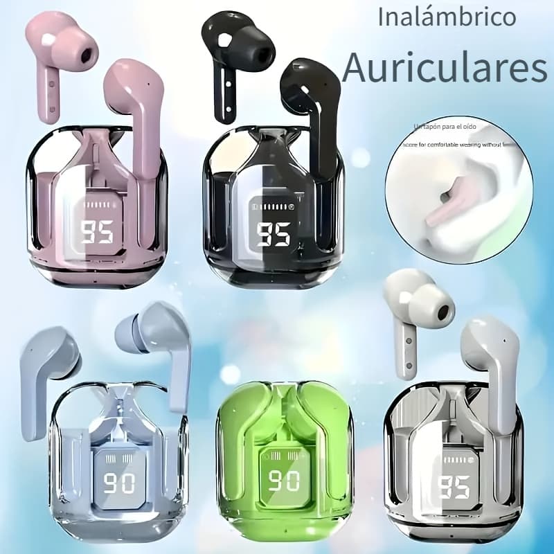 Auriculares Inalámbricos Transparentes 5.3 con Cancelación de Ruido ENC, Micr...