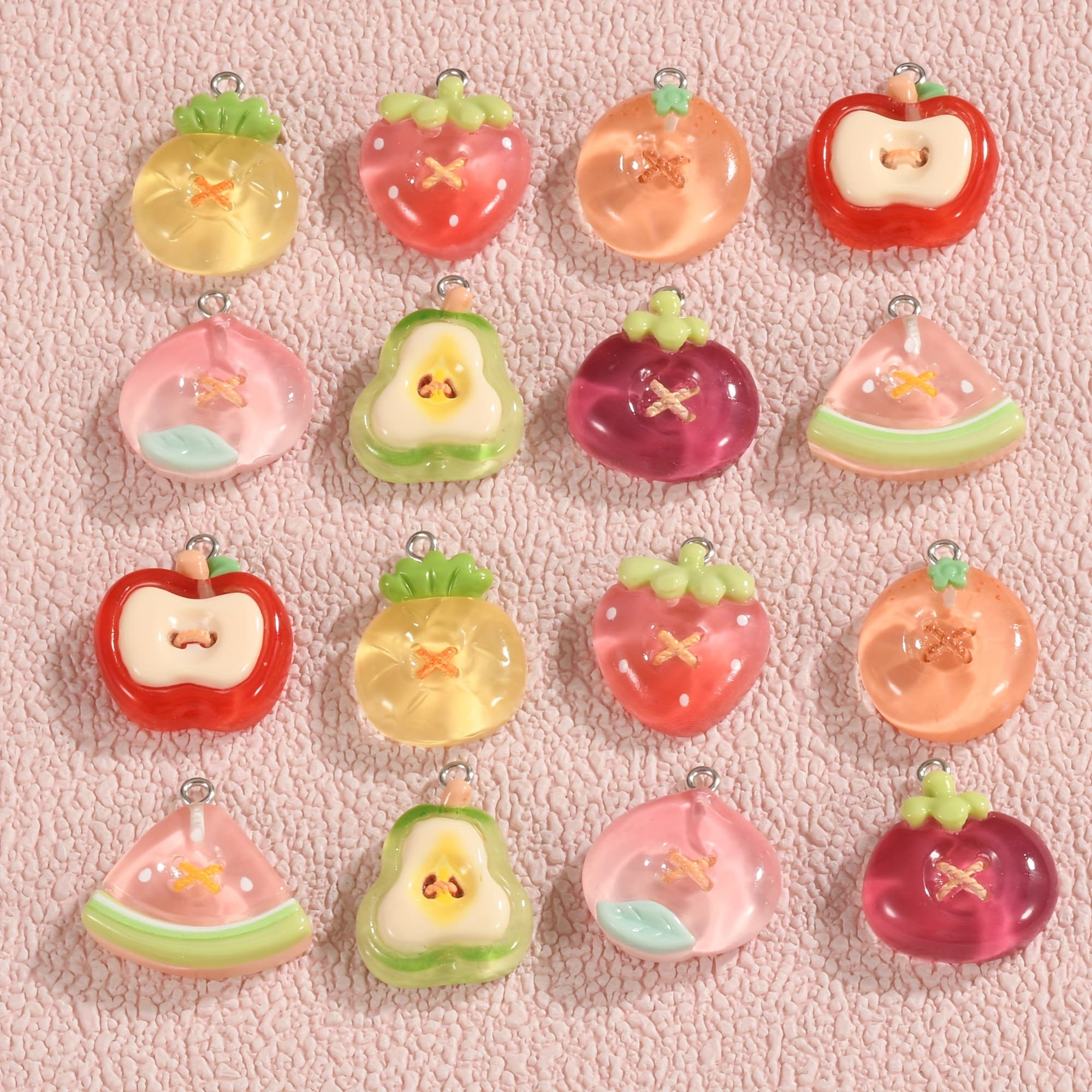 Aleatorias de Colgantes de Frutas en Resina, Dijes de Frutas Variados para Co...